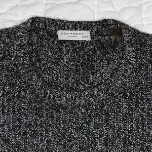 Equipment Cashmere Crewneck Sweater SZ XS in Marled Black